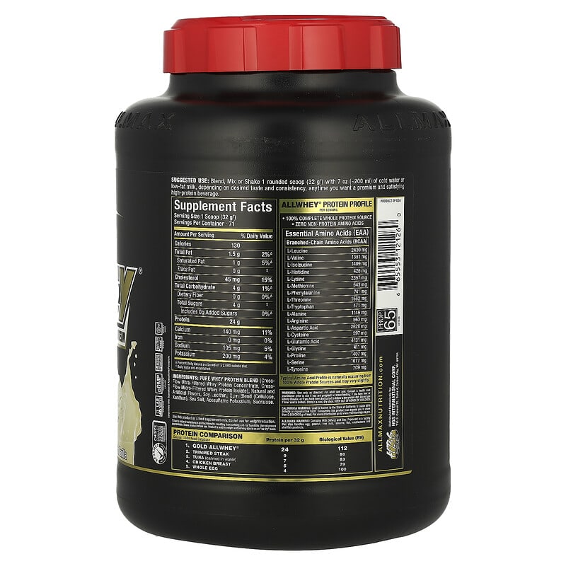 Allmax Gold AllWhey French Vanilla nutrition panel