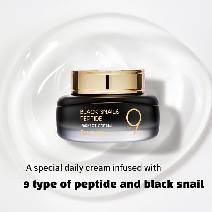 Farm Stay Black Snail and Peptide 9 Perfect Cream - Anti Aging Cream with Peptide Formula - Fights Wrinkles and FIne Lines - Brightens Skin - 55 ml