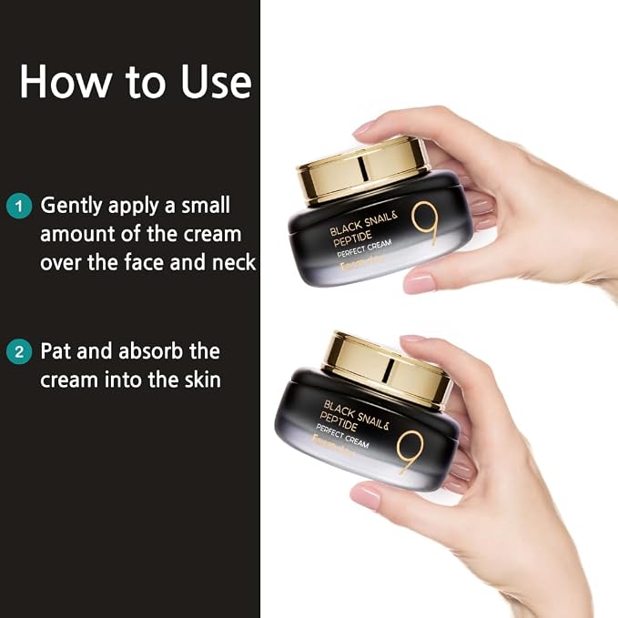 Farm Stay Black Snail and Peptide 9 Perfect Cream - Anti Aging Cream with Peptide Formula - Fights Wrinkles and FIne Lines - Brightens Skin - 55 ml