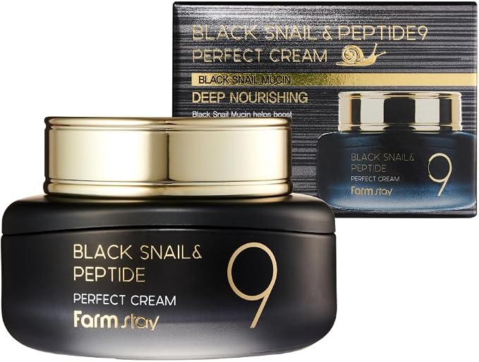 Farm Stay Black Snail and Peptide 9 Perfect Cream - Anti Aging Cream with Peptide Formula - Fights Wrinkles and FIne Lines - Brightens Skin - 55 ml