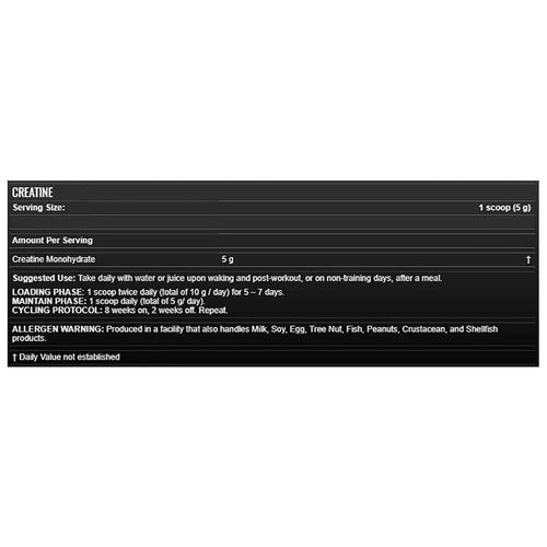 Allmax Creatine Monohydrate, 1000g Nutritional Panel