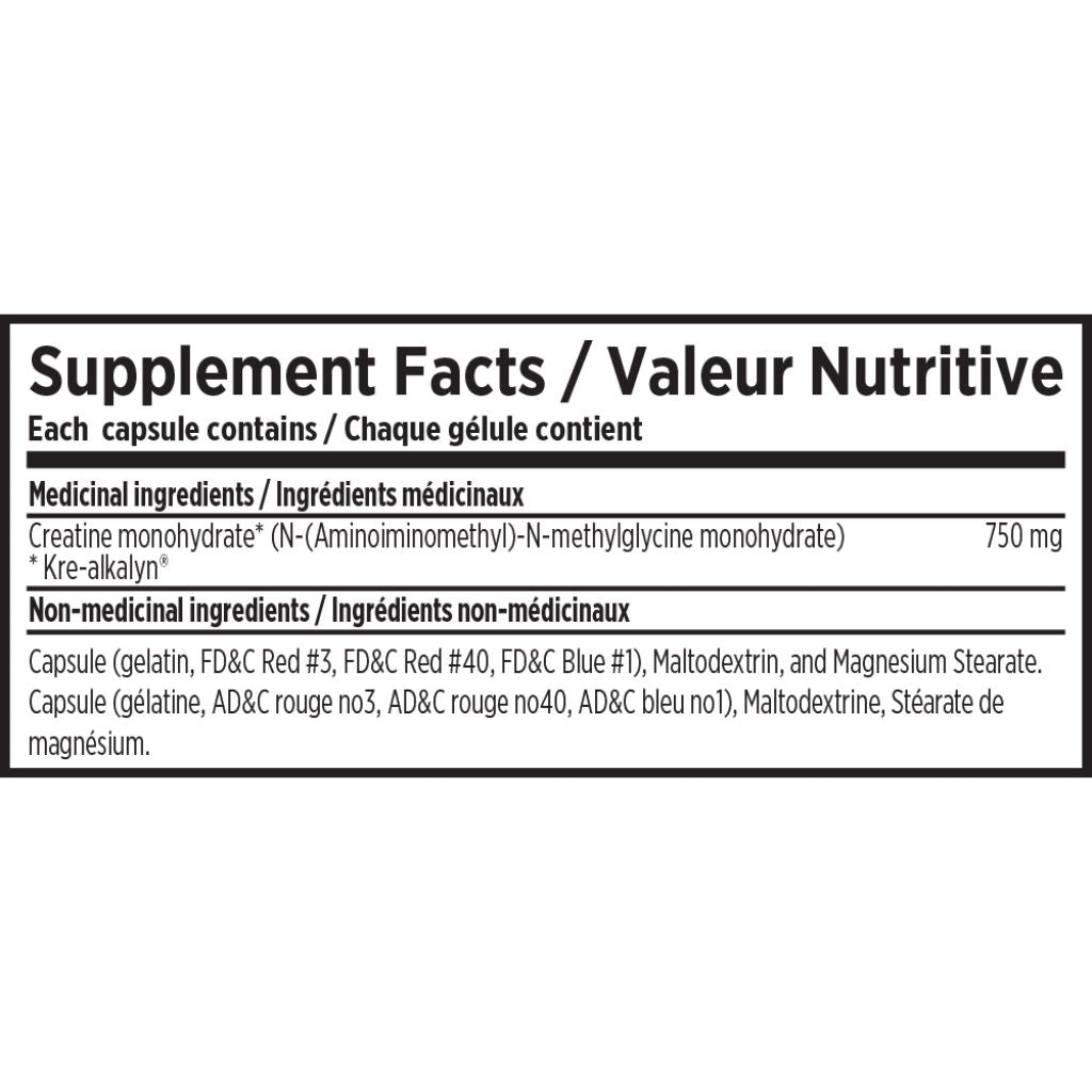EFX Sports Kre-Alkalyn Nutrition Panel