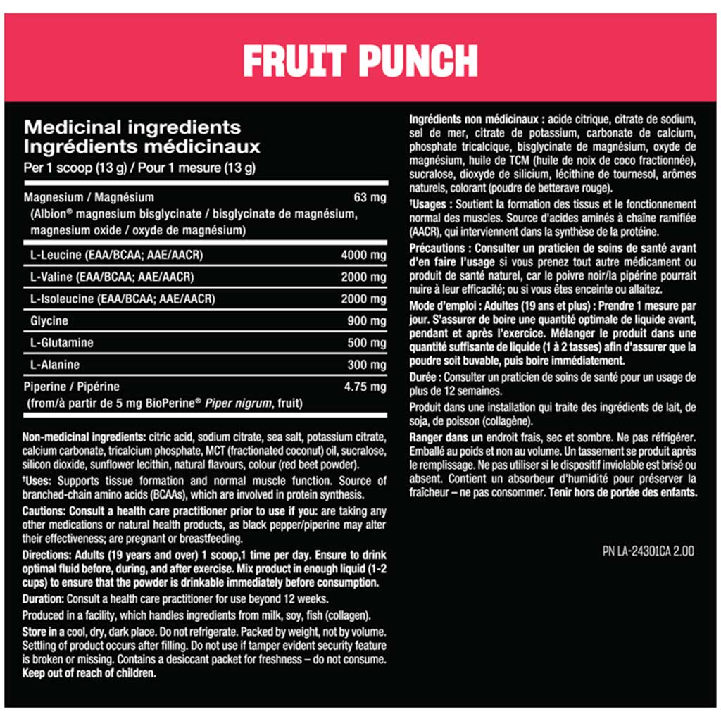 Mutant Hardcore BCAA Nutrition Panel