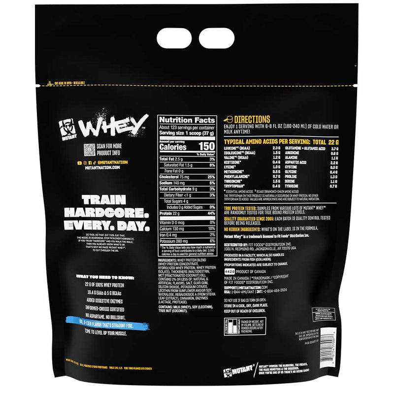 Mutant WHEY Vanilla nutrition panel