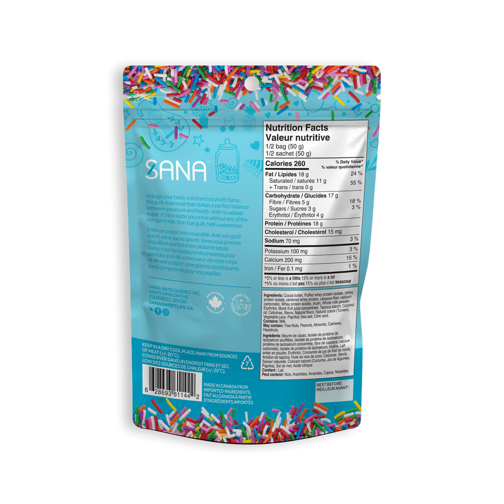 Sana Protein Bites Birthday Cake nutrition panel