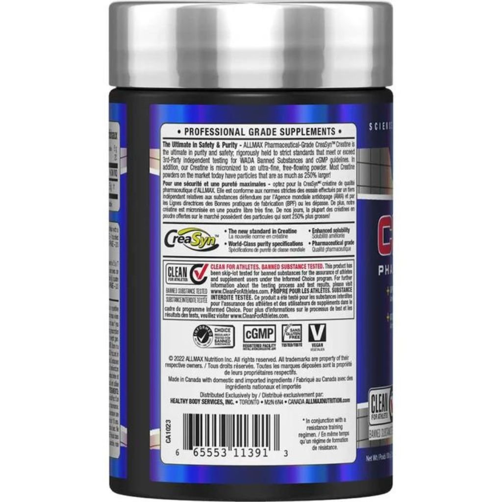 Allmax Creatine Monohydrate, 100g Nutritional Panel
