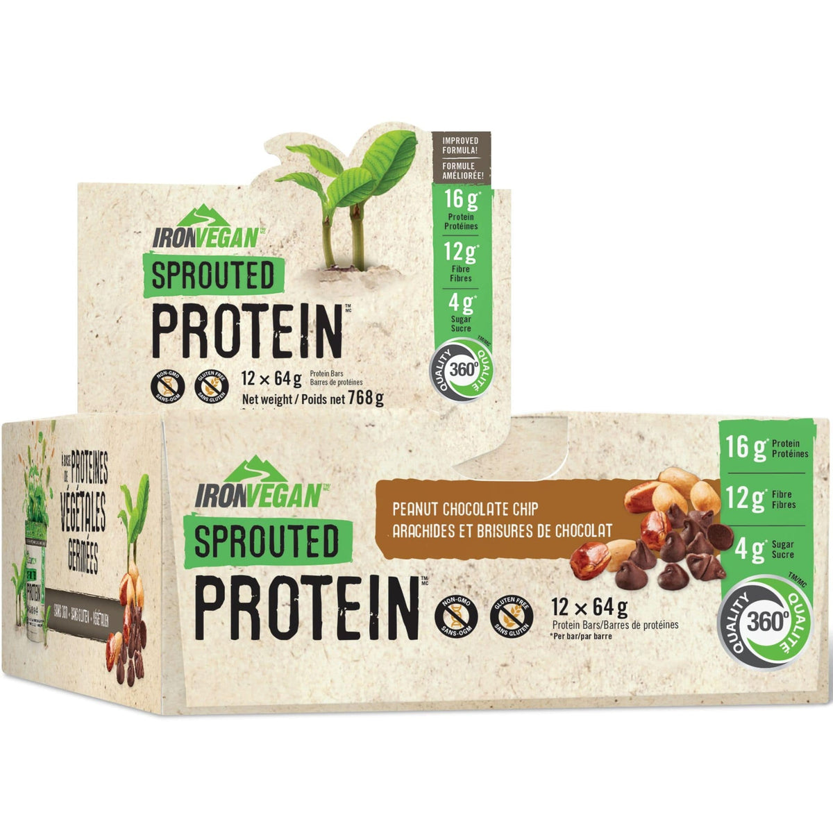 Iron Vegan Sprouted Protein Bars 12 box