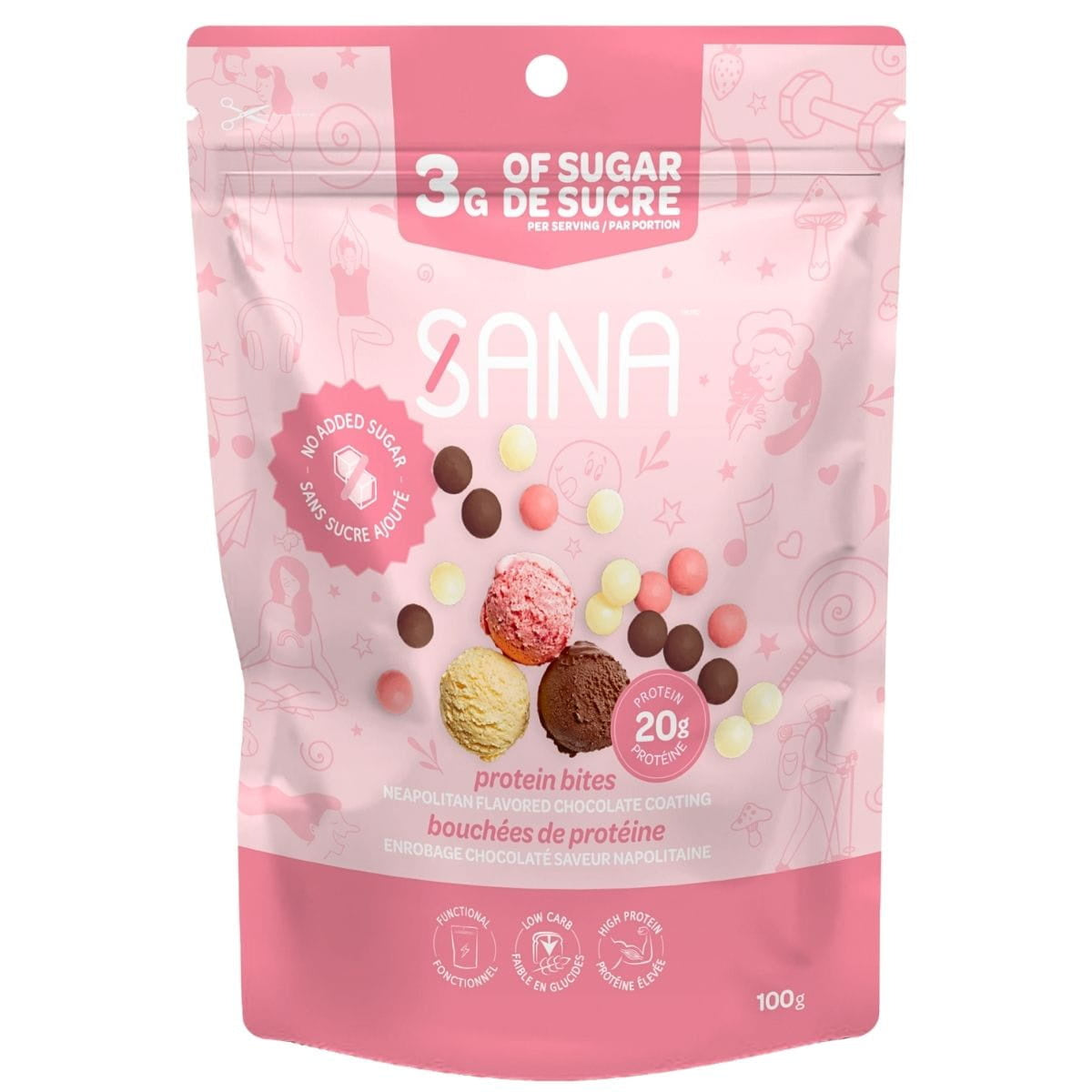 Sana Protein Bites Neapolitan